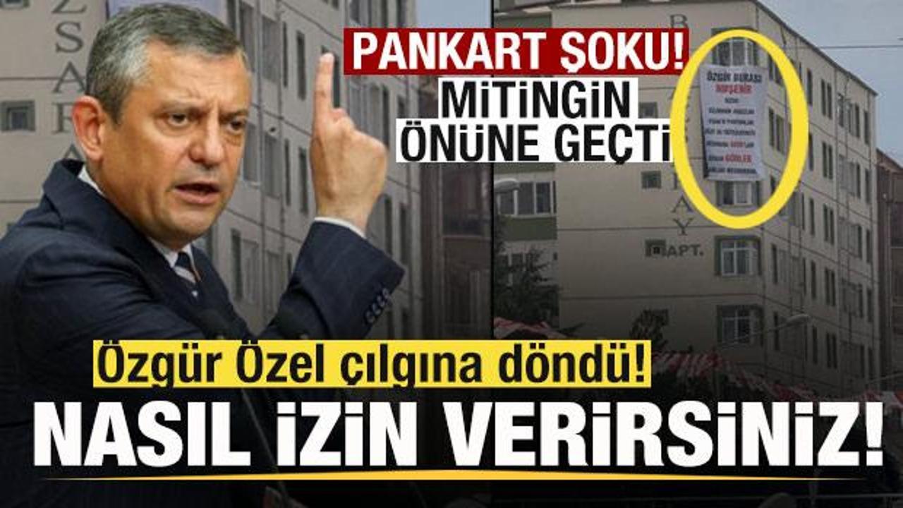 Özgür Özel'e pankart şoku! Mitingin önüne geçti! Çılgına döndü! Nasıl izin verirsiniz